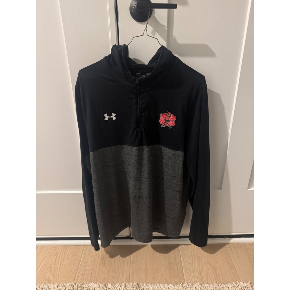 Under Armour Men's Black Heatgear 1/4 Zip Pullover Loose Fit Long Sleeve Shirt L